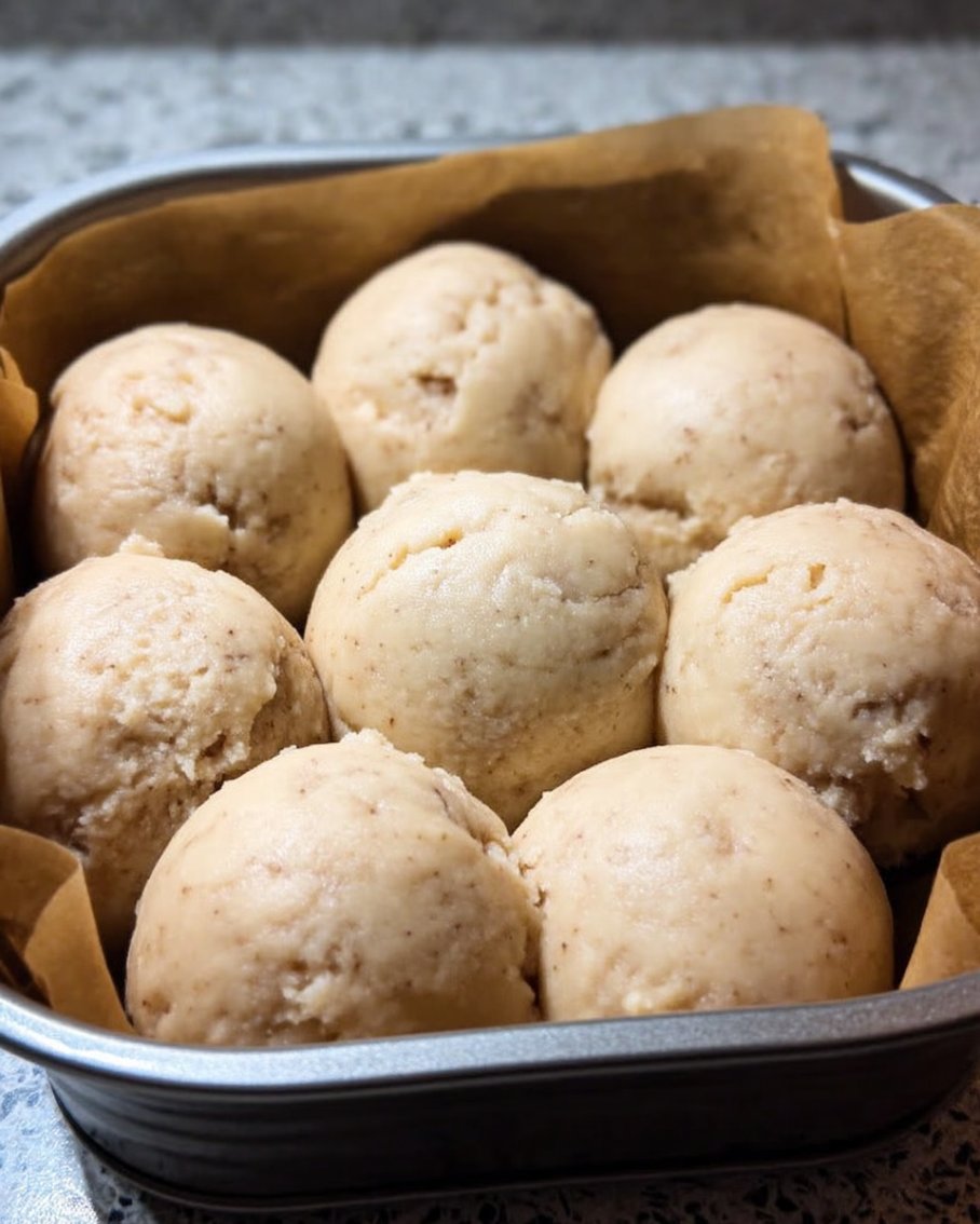 Freshly baked snickerdoodles on parchment lined tray