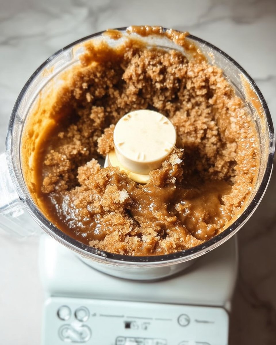Dark brown gingerbread cookie dough resting in a glass bowl
