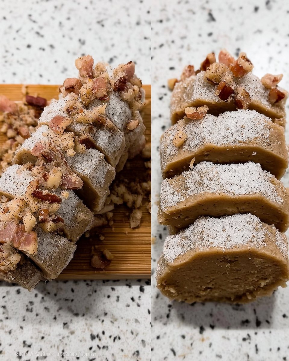 A log of cookie dough wrapped in plastic and rolled in sugar