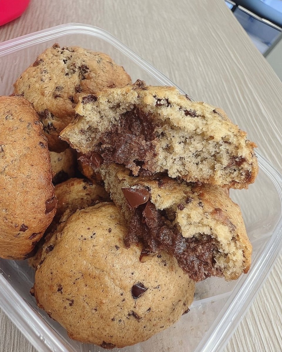 Stack of classic soft chocolate chip cookies inside a clear glass cookie jar with a ribbon