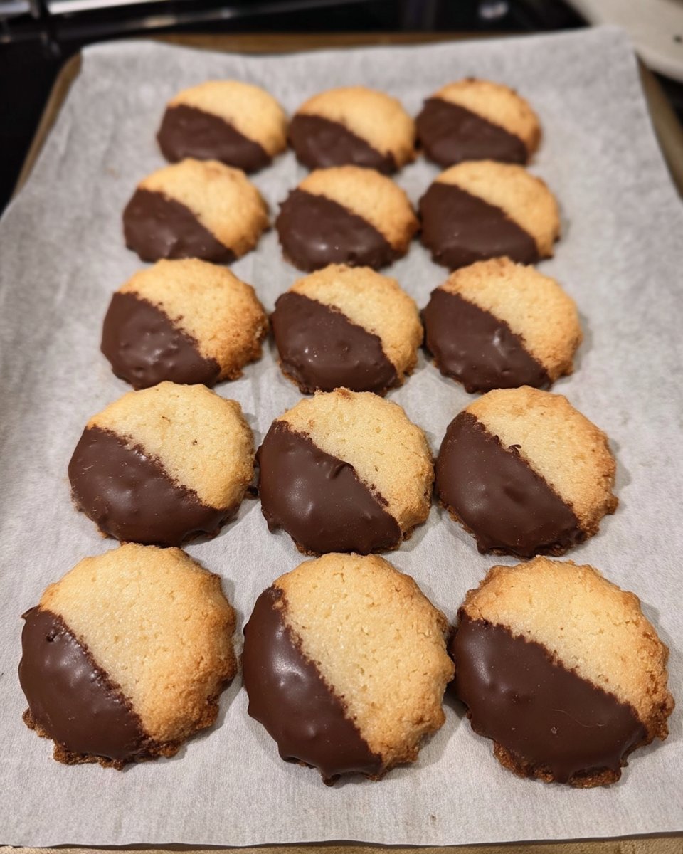 Dipped shortbread cookies with chocolate and nuts in a vintage jar