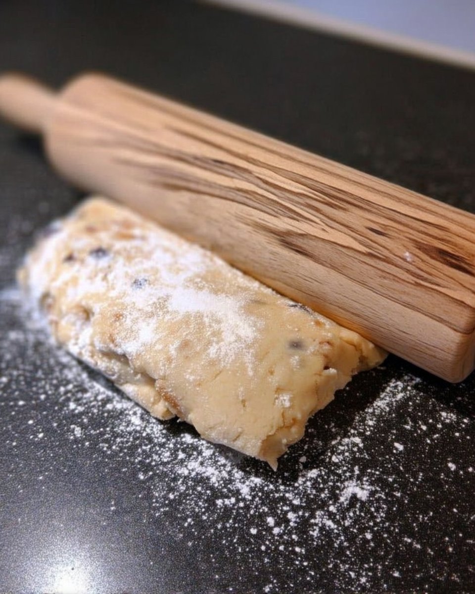 Baking ingredients like butter, sugar, flour, and almond extract on a counter