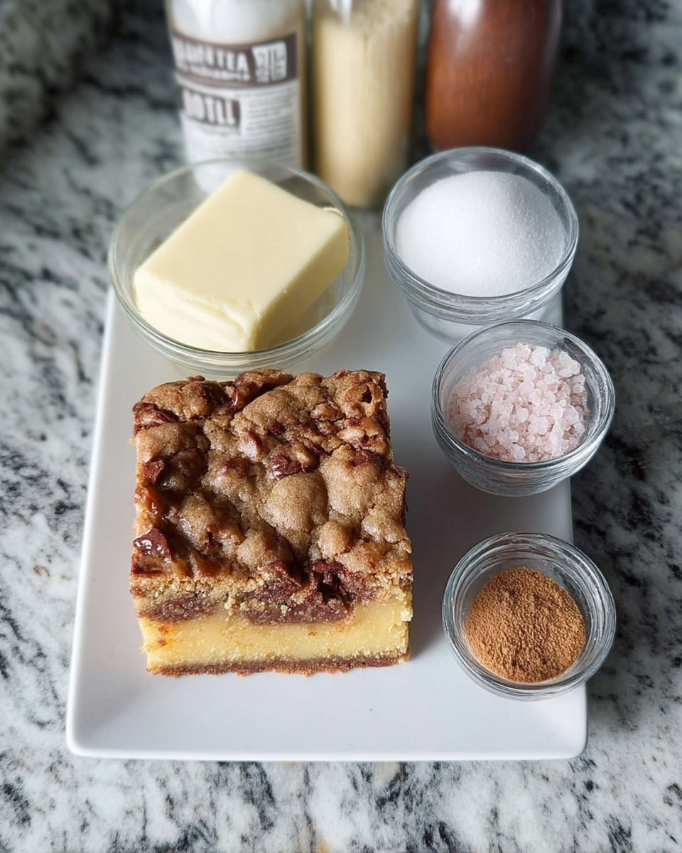 Butter sugar eggs and toffee bits on a wooden table