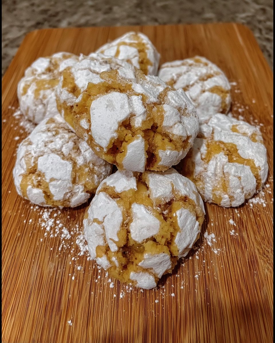 Lemon crinkle cookies served on a floral plate with tea