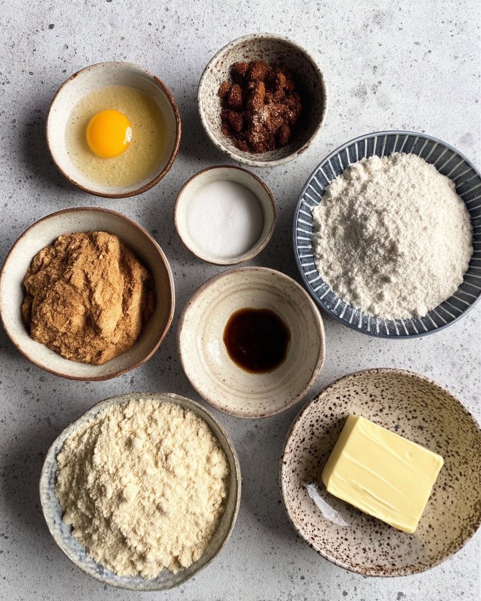 Ingredients for gluten free snickerdoodles including butter, sugar, and flour
