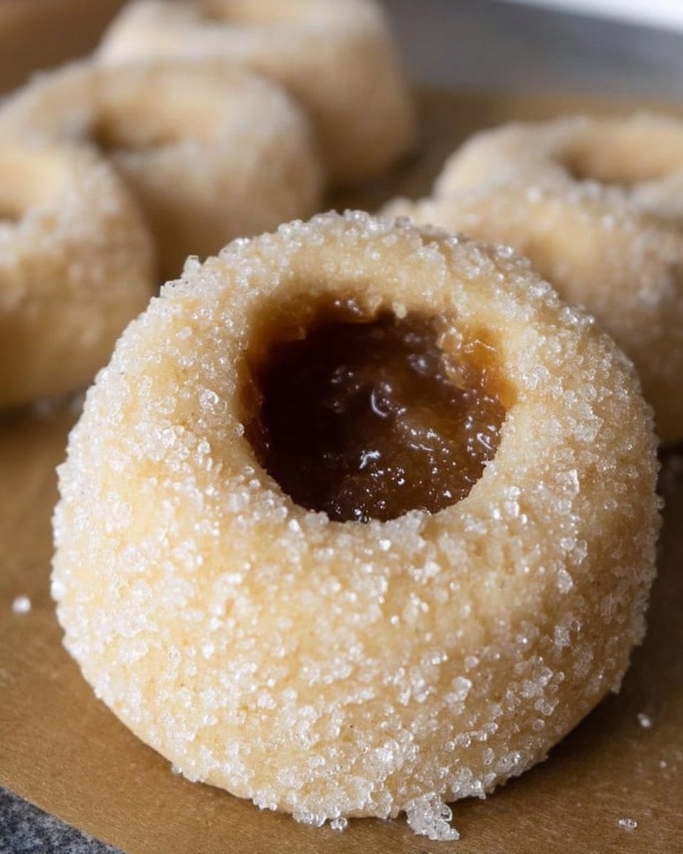 Hand gently pressing a thumbprint indent into cookie dough ball