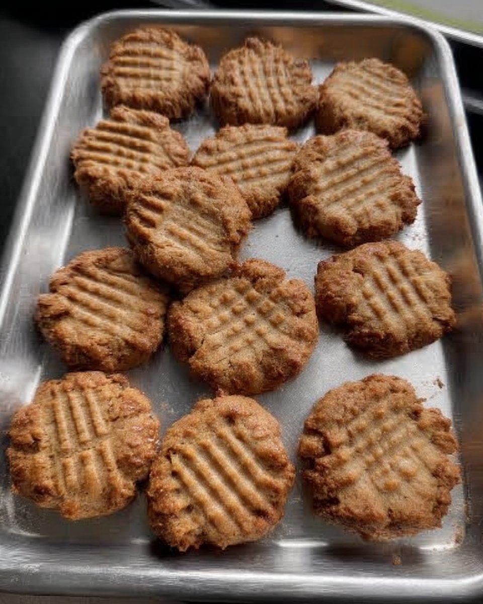 Close up of fork marks on a peanut butter cookie