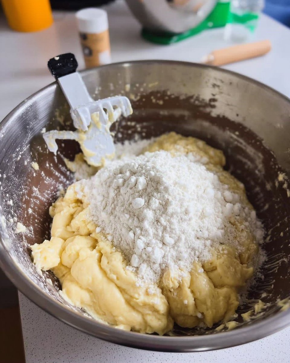 A hand using a cookie scoop to place dough balls onto a parchment-lined baking sheet.