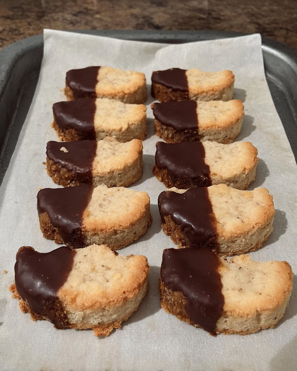 Dipped shortbread cookies served with a cup of tea