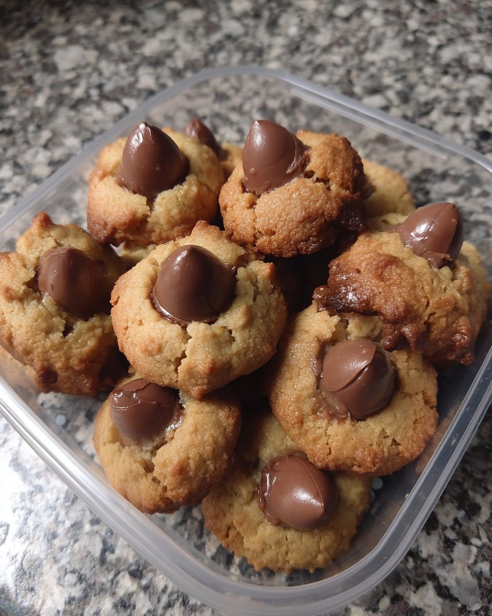 A vintage plate filled with peanut butter blossom cookies and a glass of milk