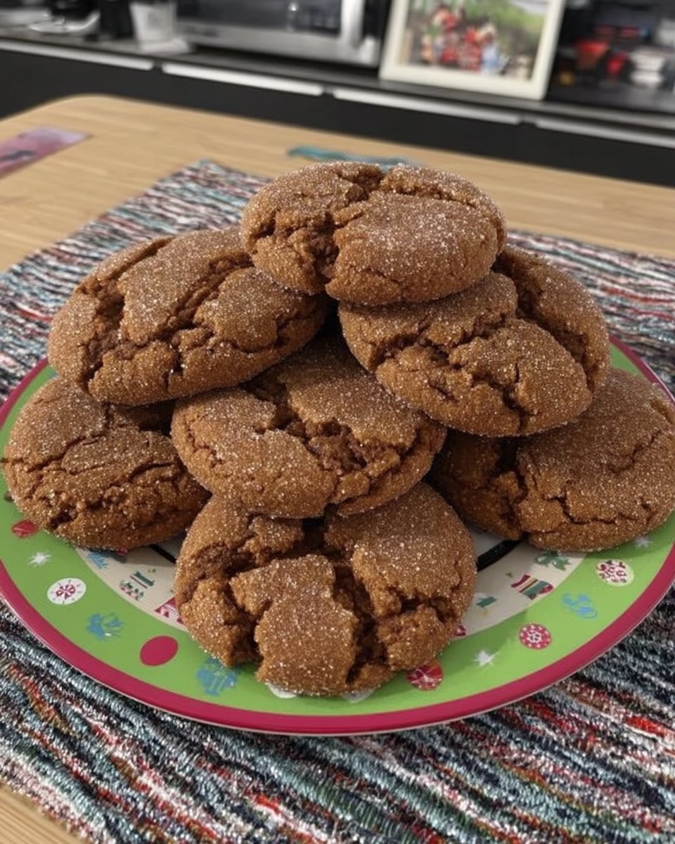 Soft and chewy black pepper ginger cookies with cracked tops in a vintage glass jar.