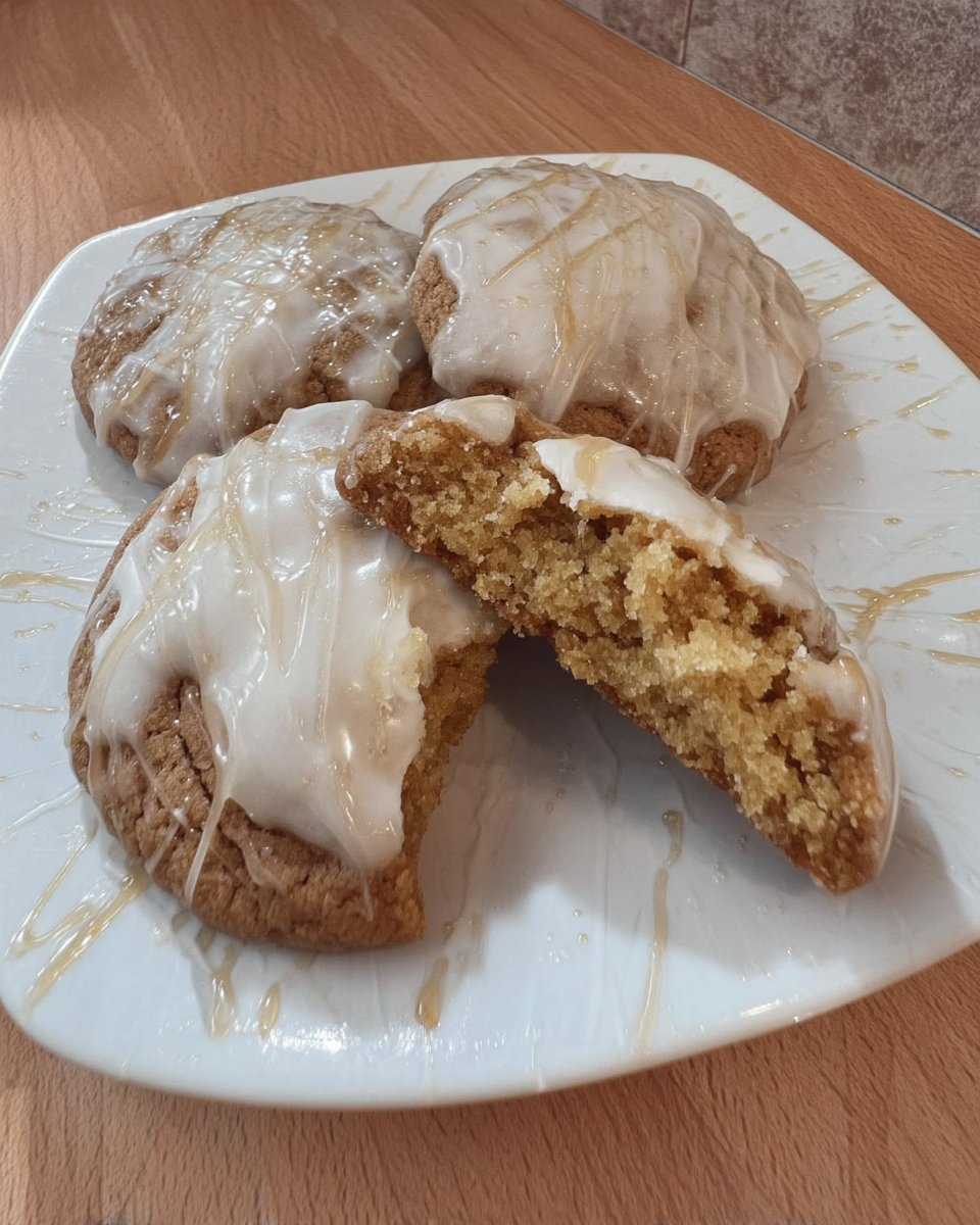 Soft maple walnut cookies stacked on a plate