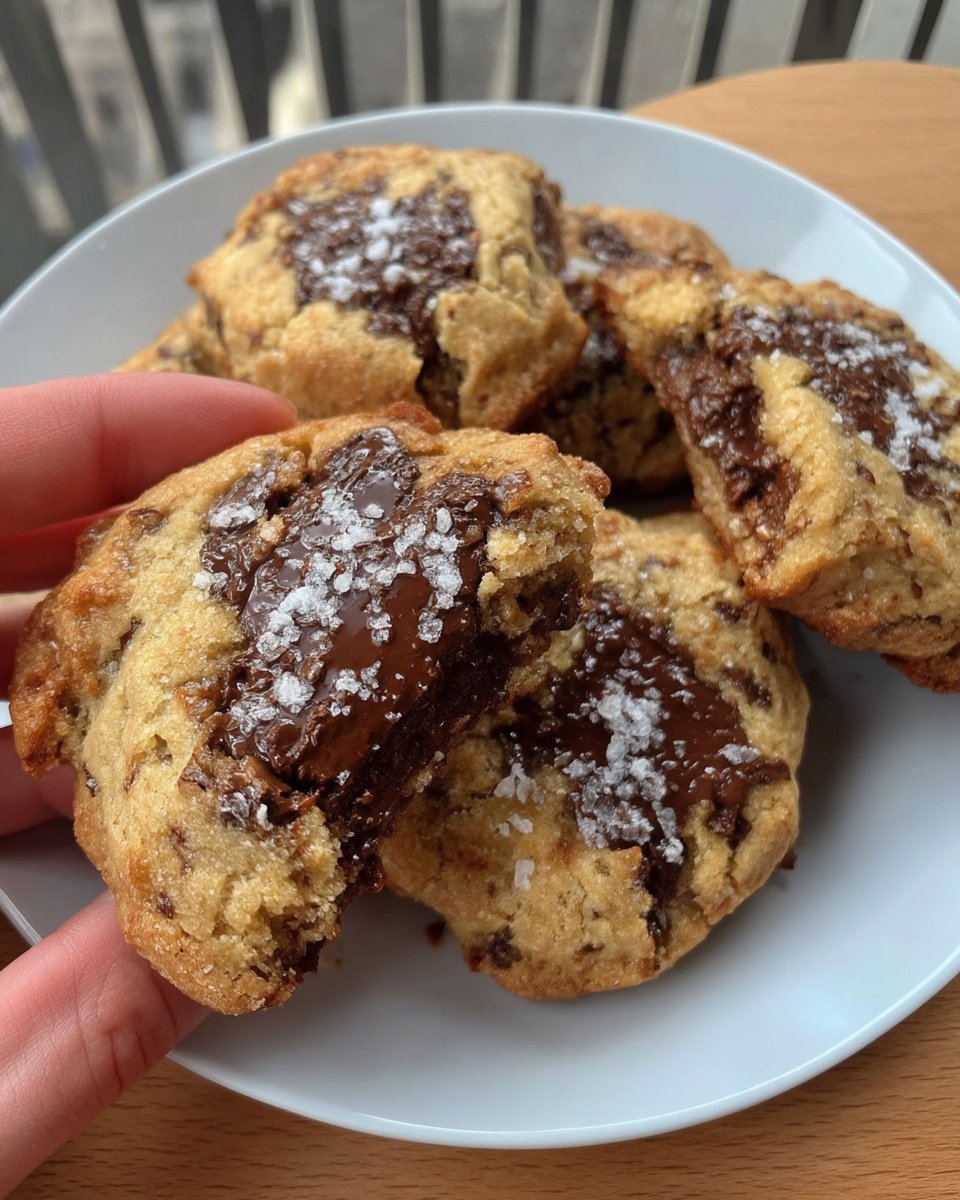 Fresh tahini cookies stored in a glass cookie jar