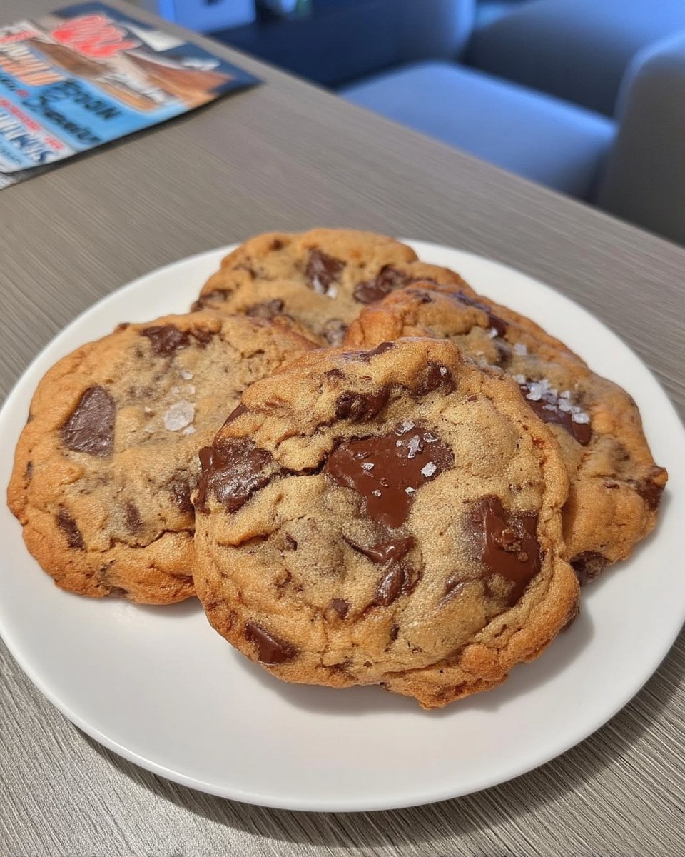Warm chocolate chip cookie with a glass of milk