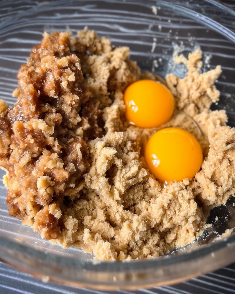 A vintage mixing bowl filled with almond flour and granulated sugar