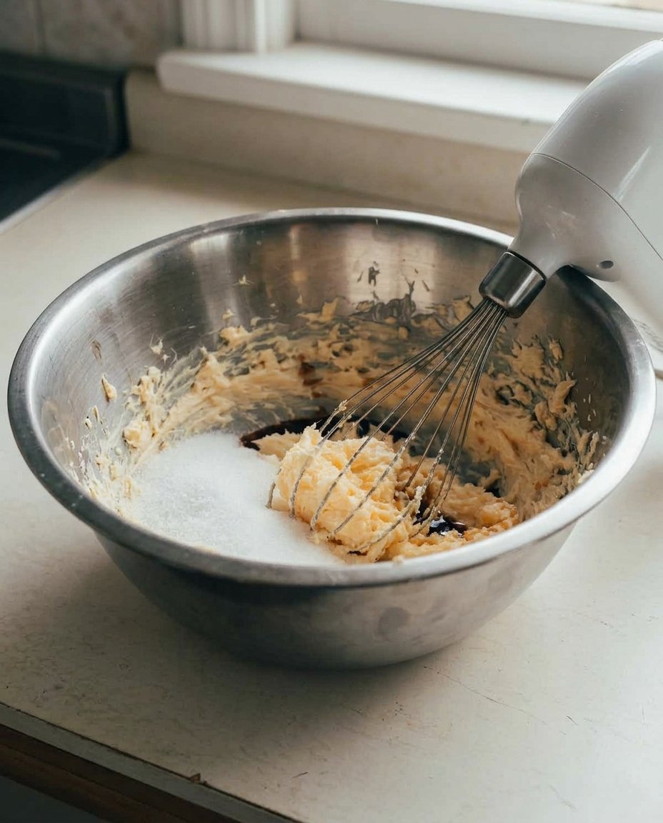 Butter sugar flour and apricot jam arranged on a wooden table