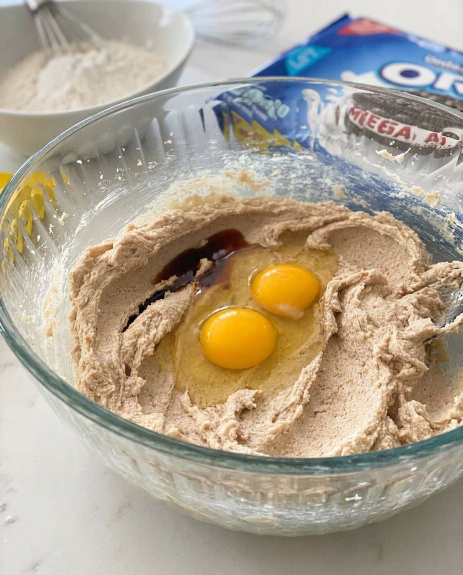 Hand wrapping cookie dough around an Oreo cookie.