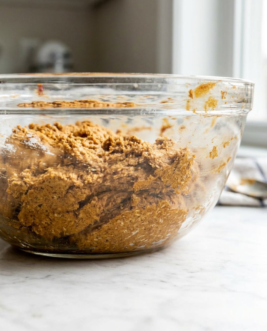 Freshly baked oatmeal cookies cooling on a baking sheet