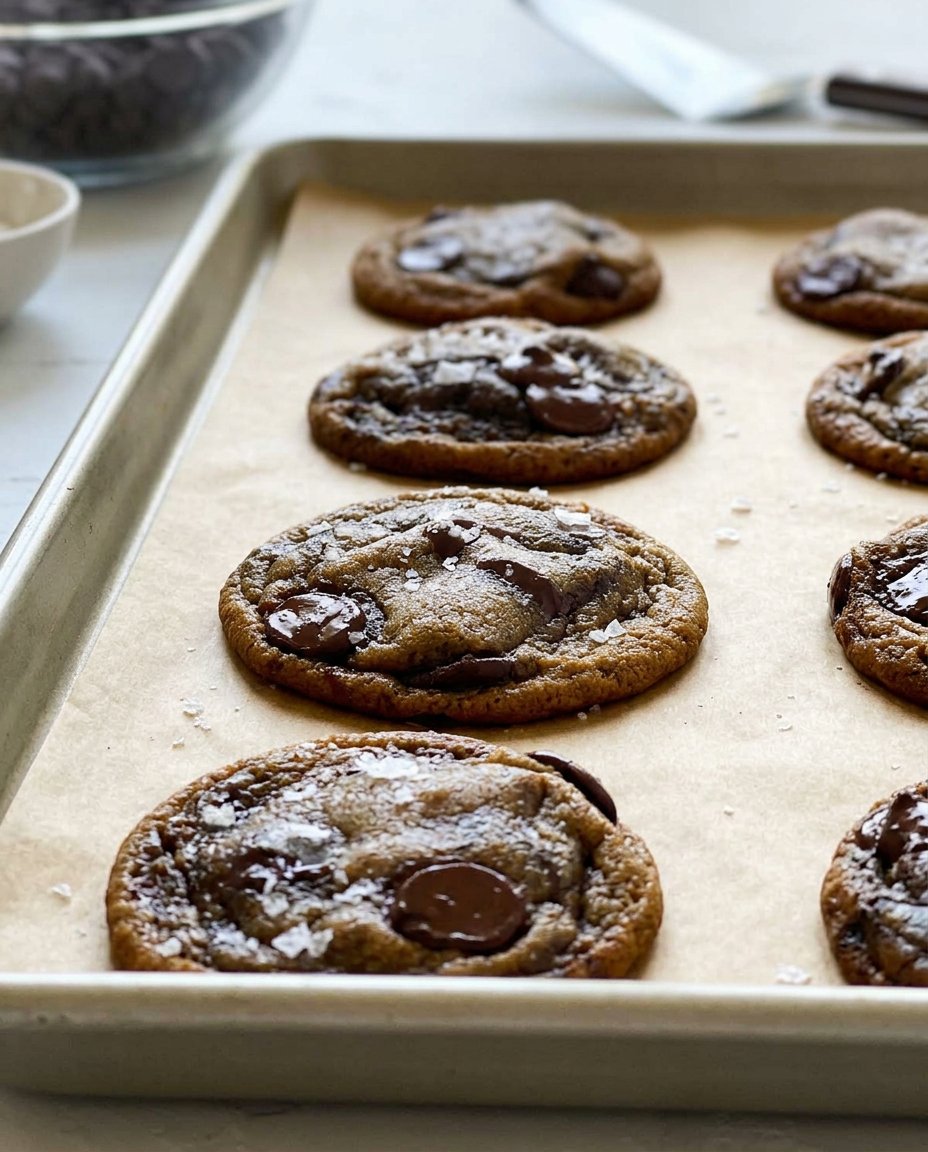 A close up of cookie dough being scooped onto a baking sheet.