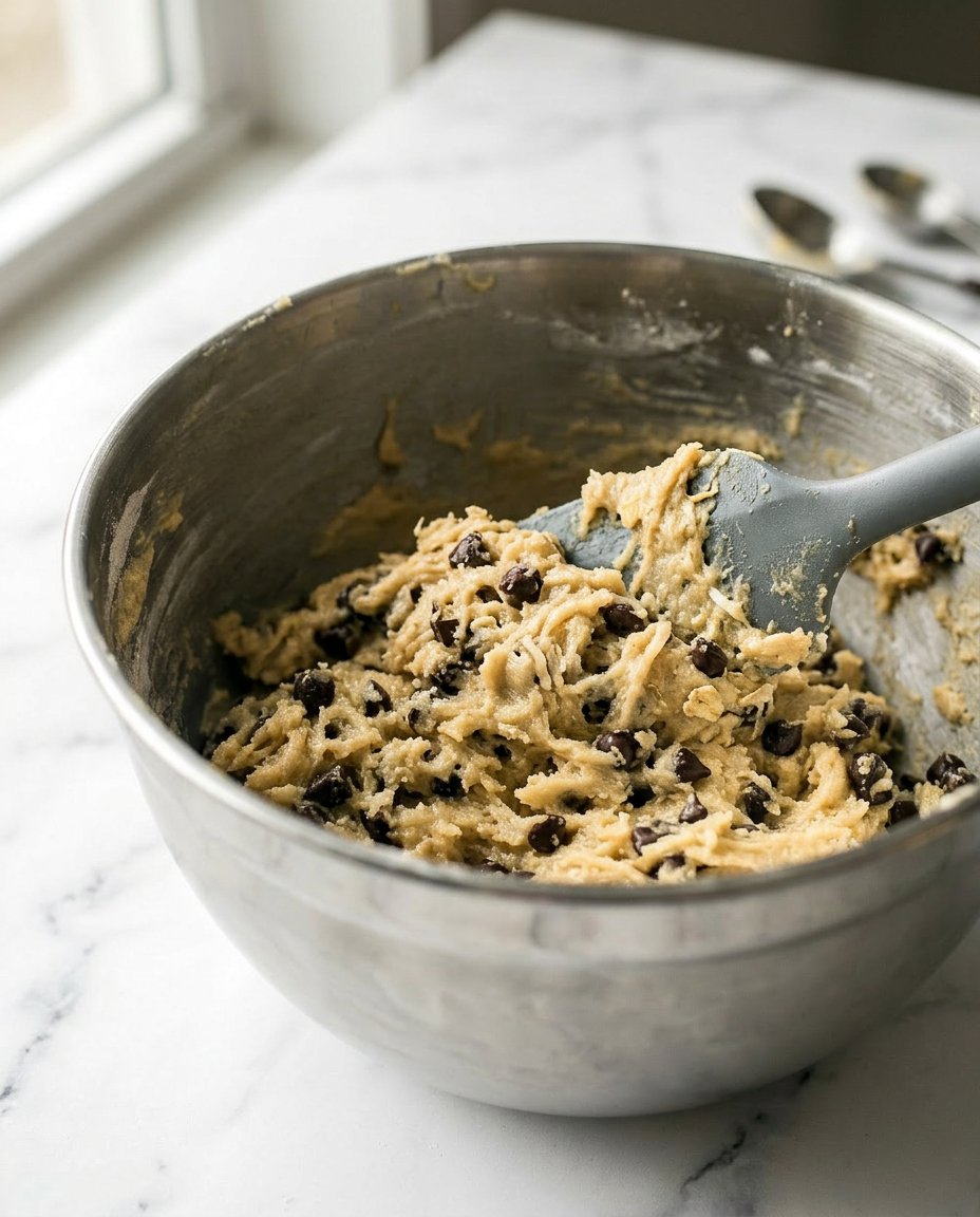 A baking sheet lined with parchment paper holding golden brown cowboy cookies