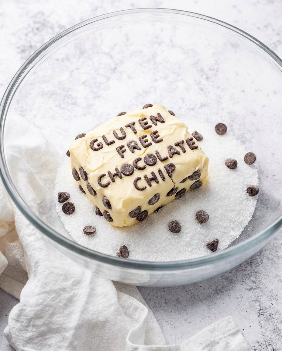 Ingredients for gluten free chocolate chip cookies including almond flour and brown butter.