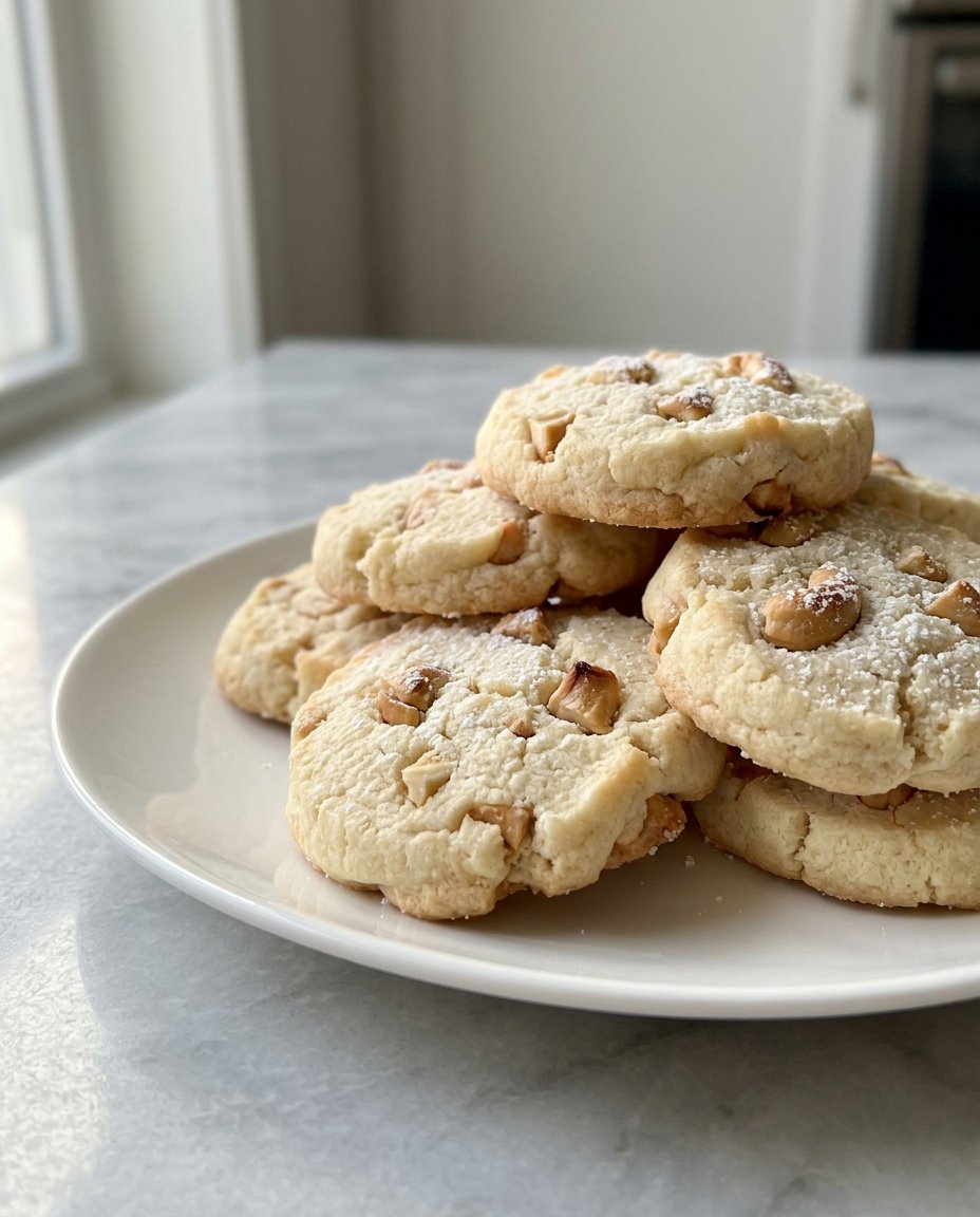 Ingredients for cashew shortbread including browned butter, brown sugar, and chopped cashews.