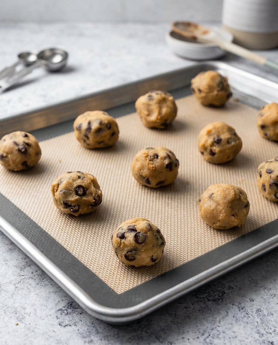 A bowl of spiced cookie dough covered in plastic wrap