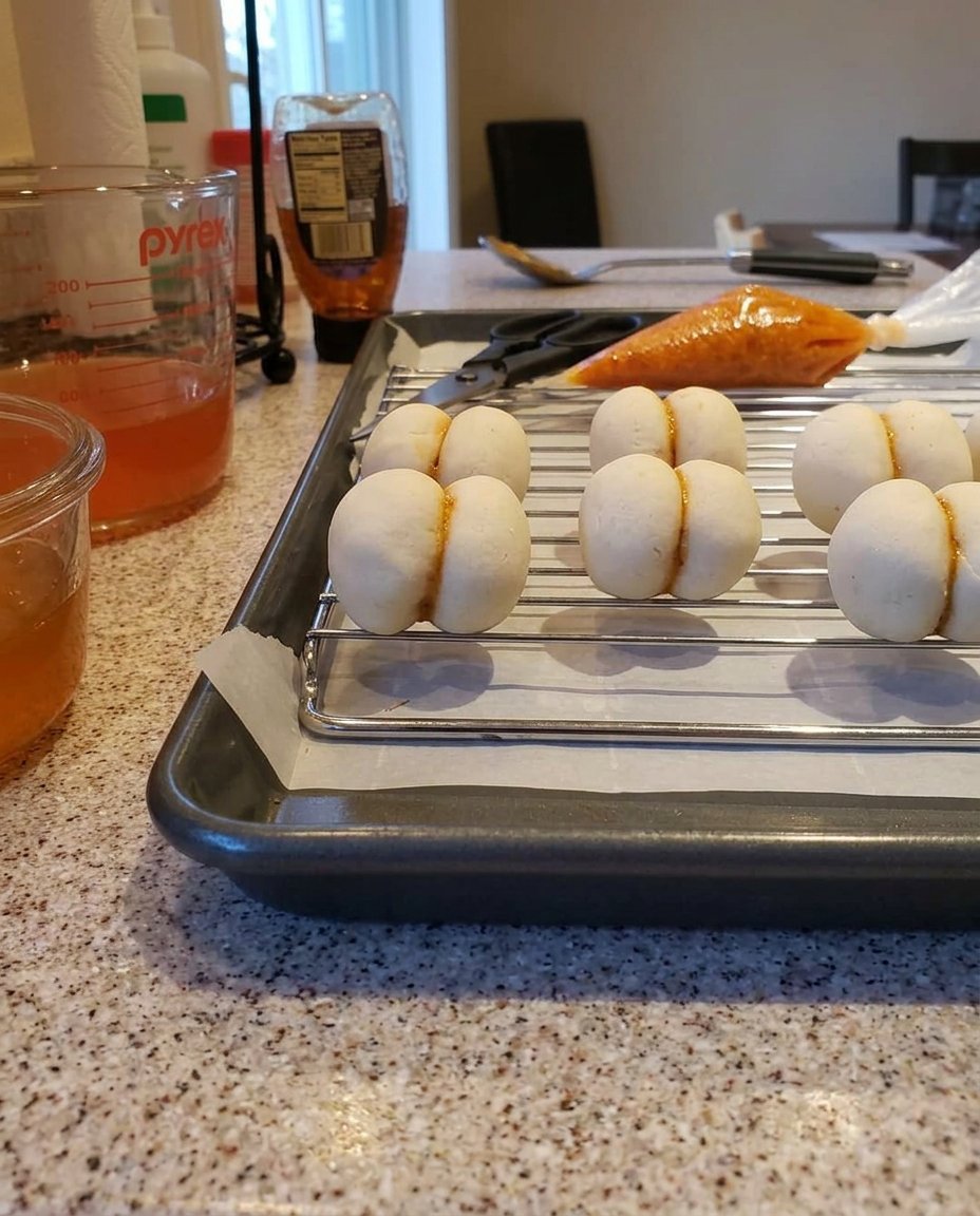 Cookie dough balls chilling in a ceramic bowl