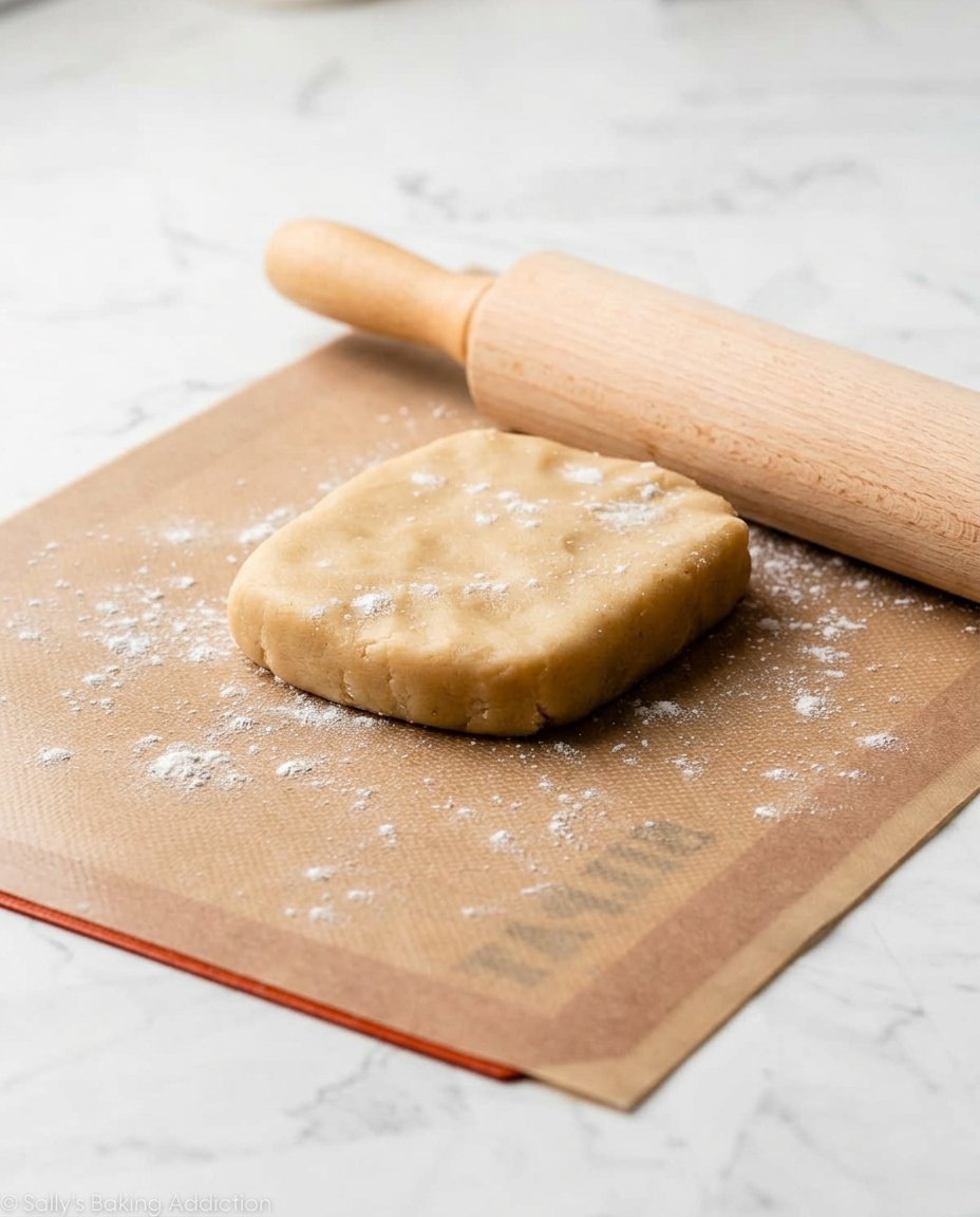 Two logs of pinwheel cookie dough wrapped in parchment paper ready for chilling