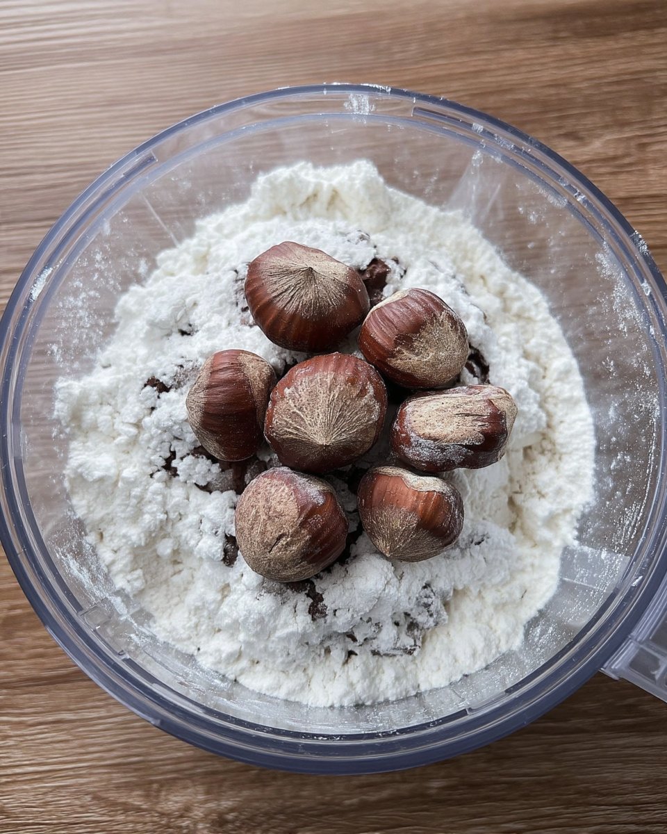 Ingredients for chocolate hazelnut linzer cookies including Dutch cocoa and butter