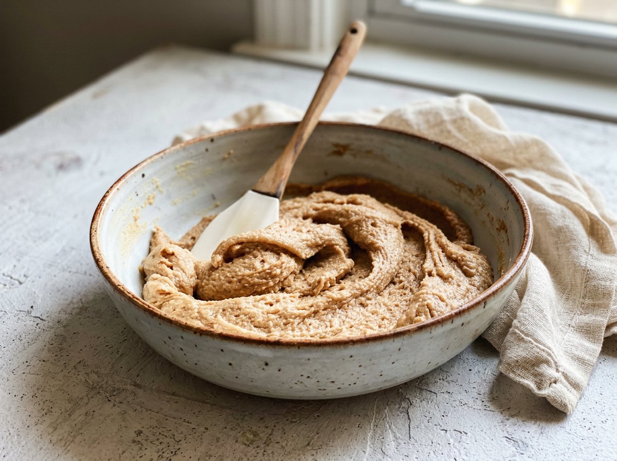 A close-up of a hand rolling out cookie dough with a vintage rolling pin.