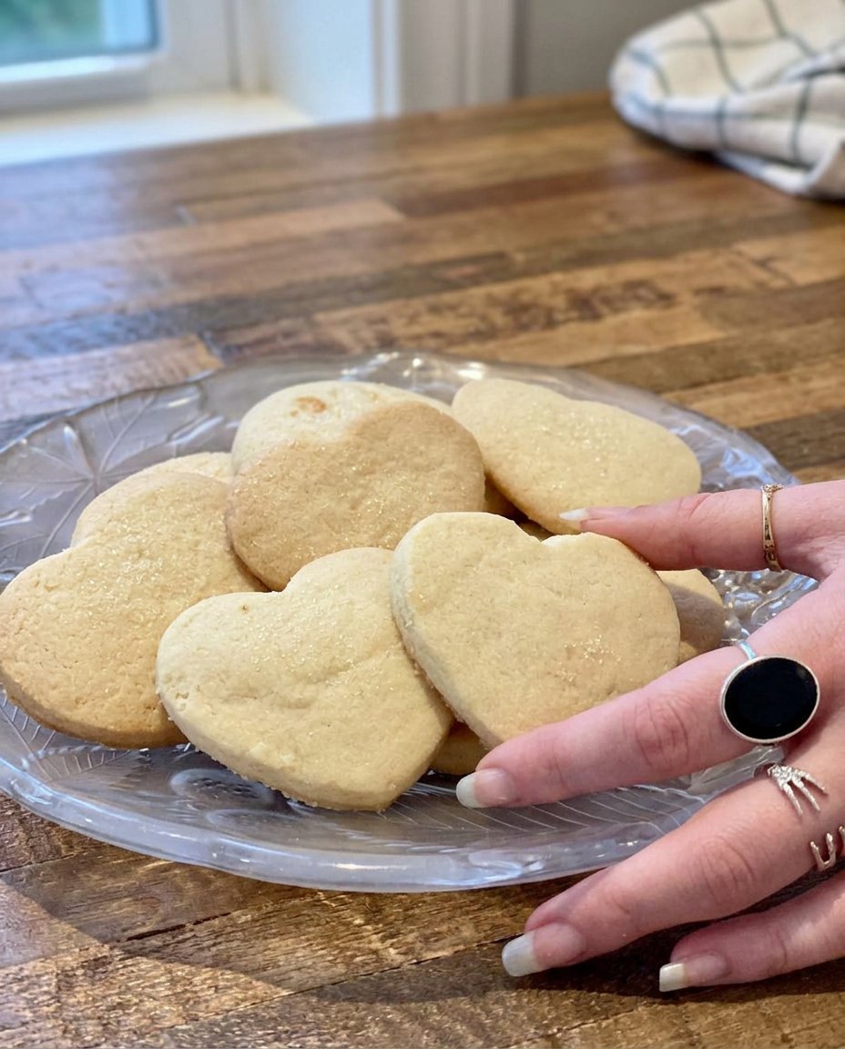 Classic shortbread cookies on a cooling rack in a modern kitchen