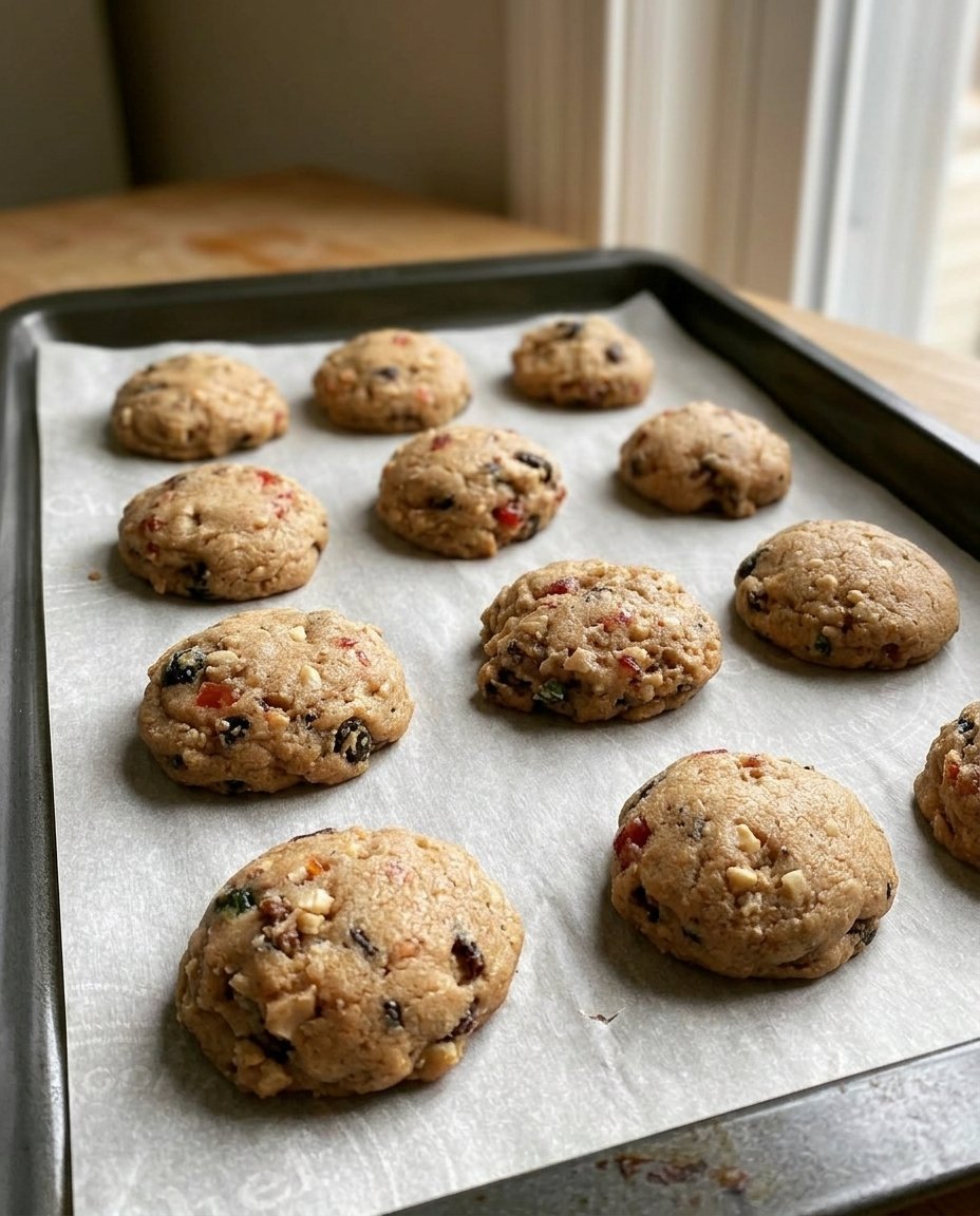 Iced hermit cookies stacked inside a vintage ceramic cookie jar