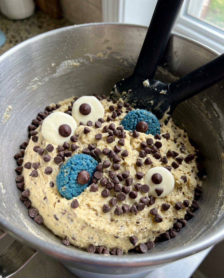 A close up of cookie dough being scooped onto a parchment lined baking sheet.