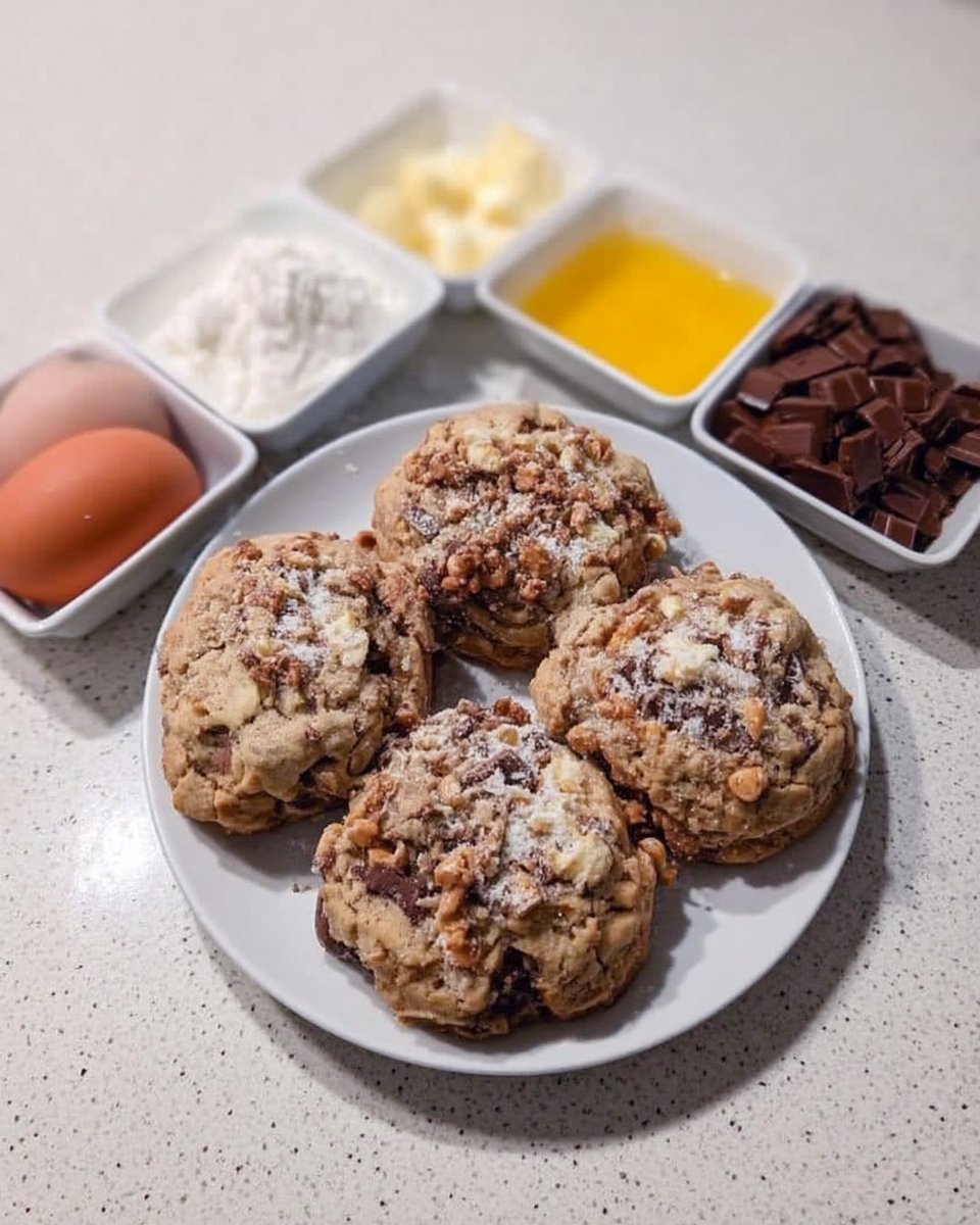 Using a digital thermometer to check a thick chocolate chip cookie