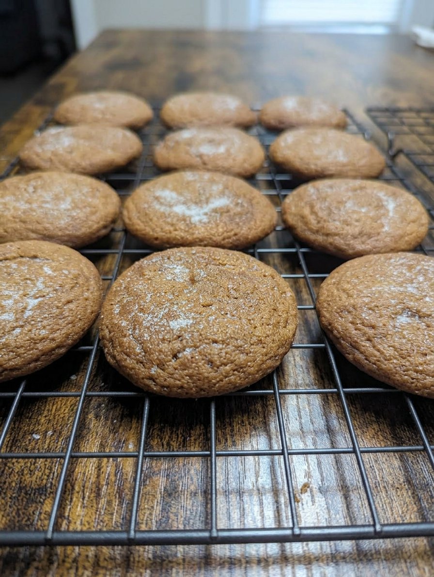 Ingredients for molasses cookies including dark molasses brown sugar and spices on a rustic table