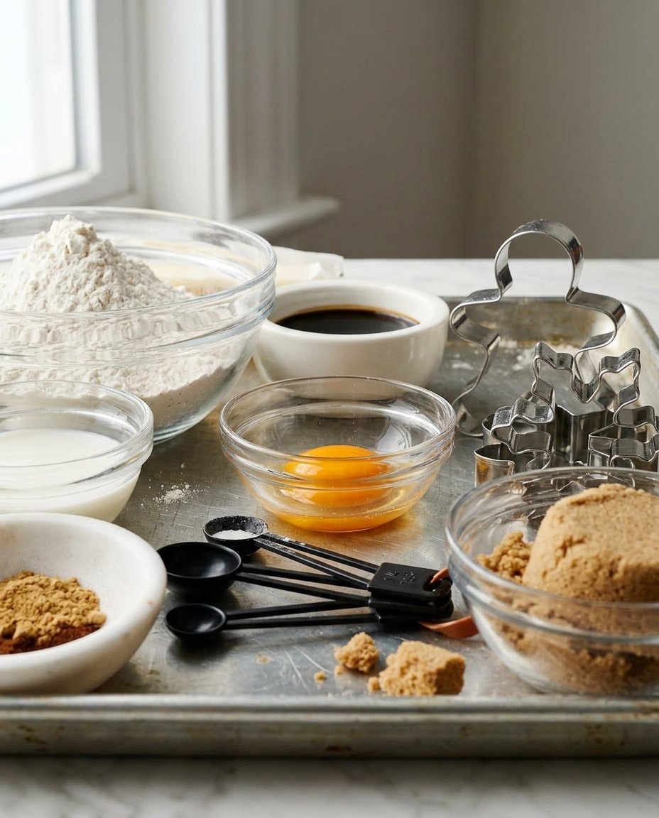 Ingredients for peanut butter sandwich cookies including roasted peanuts and flour