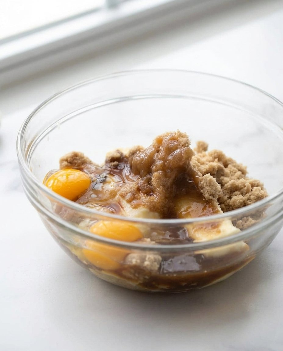 Pantry staples including oats, coconut, flour, and butter arranged on a wooden countertop.