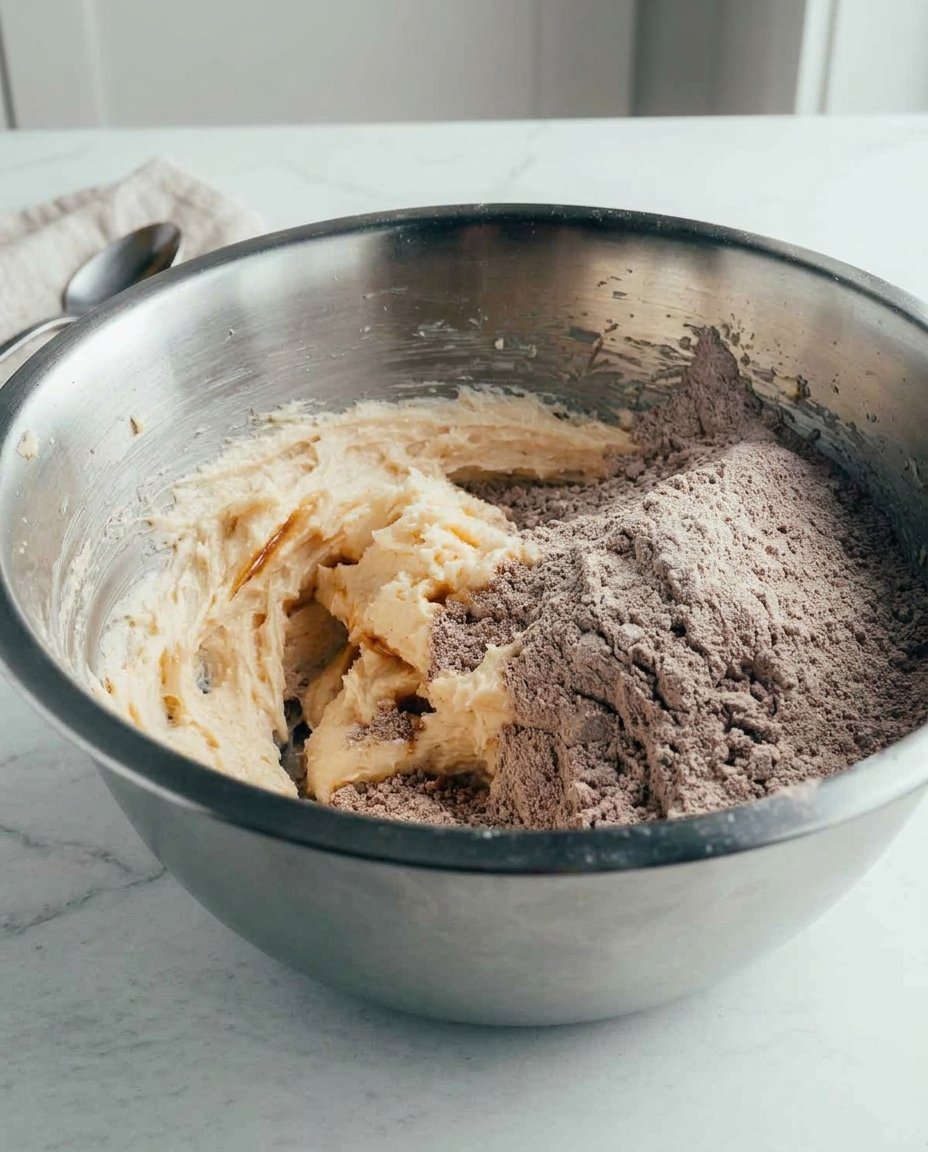 Ingredients for chocolate cookies and homemade caramel including cocoa and butter