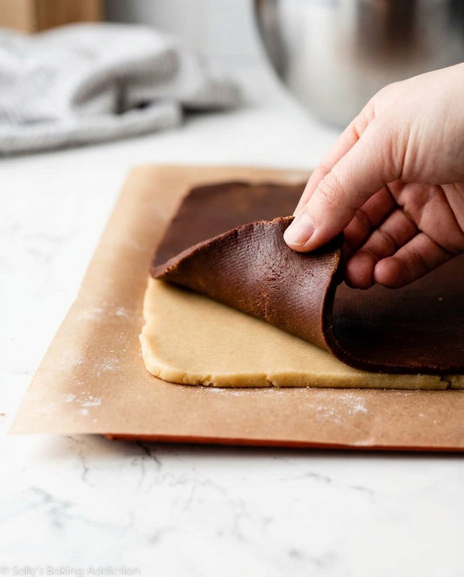 Simple pantry ingredients like butter sugar flour and cocoa for pinwheel cookies