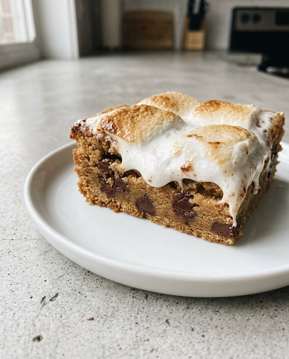 Ingredients like flour, sugar, butter, and marshmallows laid out on a kitchen counter
