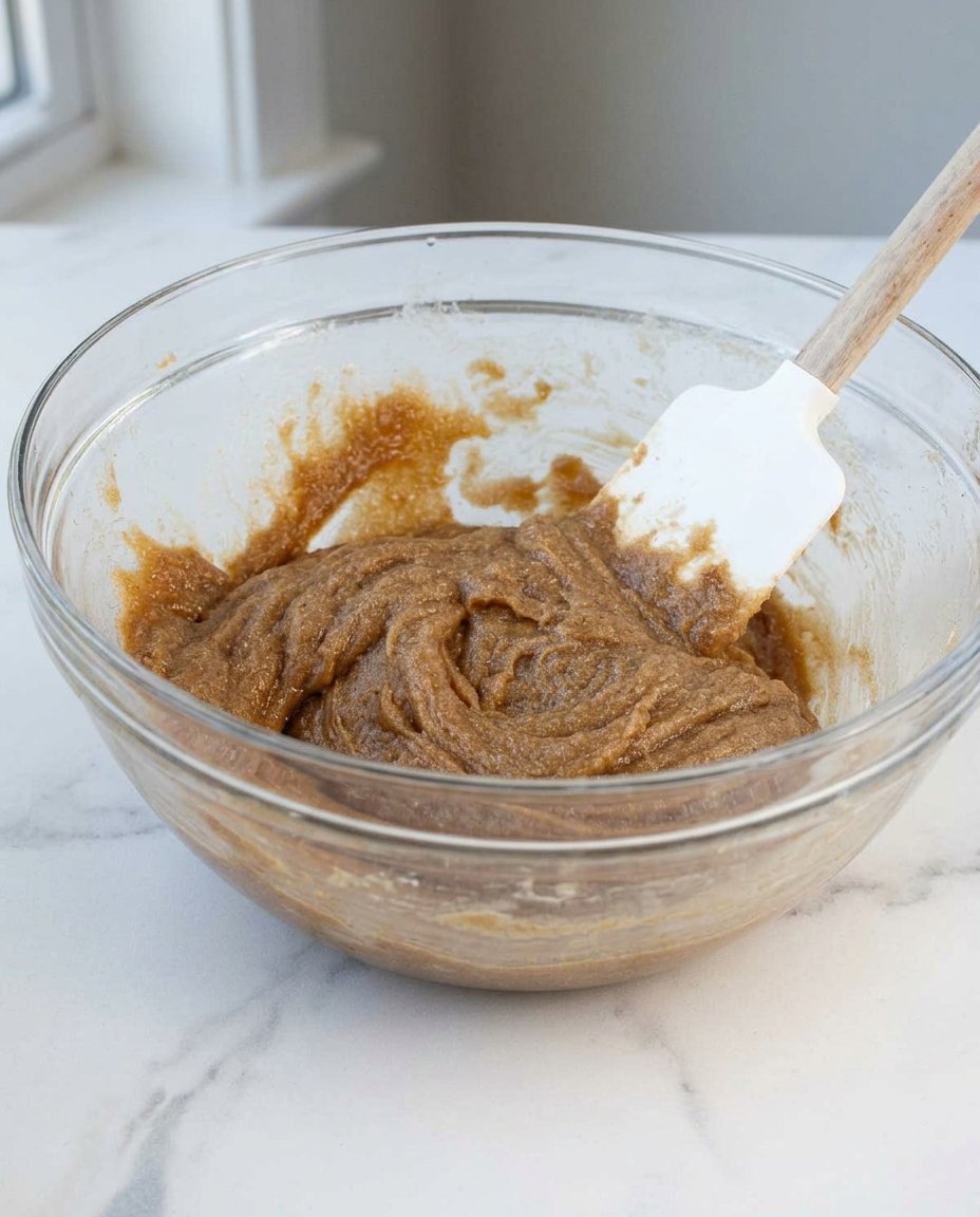 Ingredients for soft peanut butter cookies including peanut butter, flour, and sugars.
