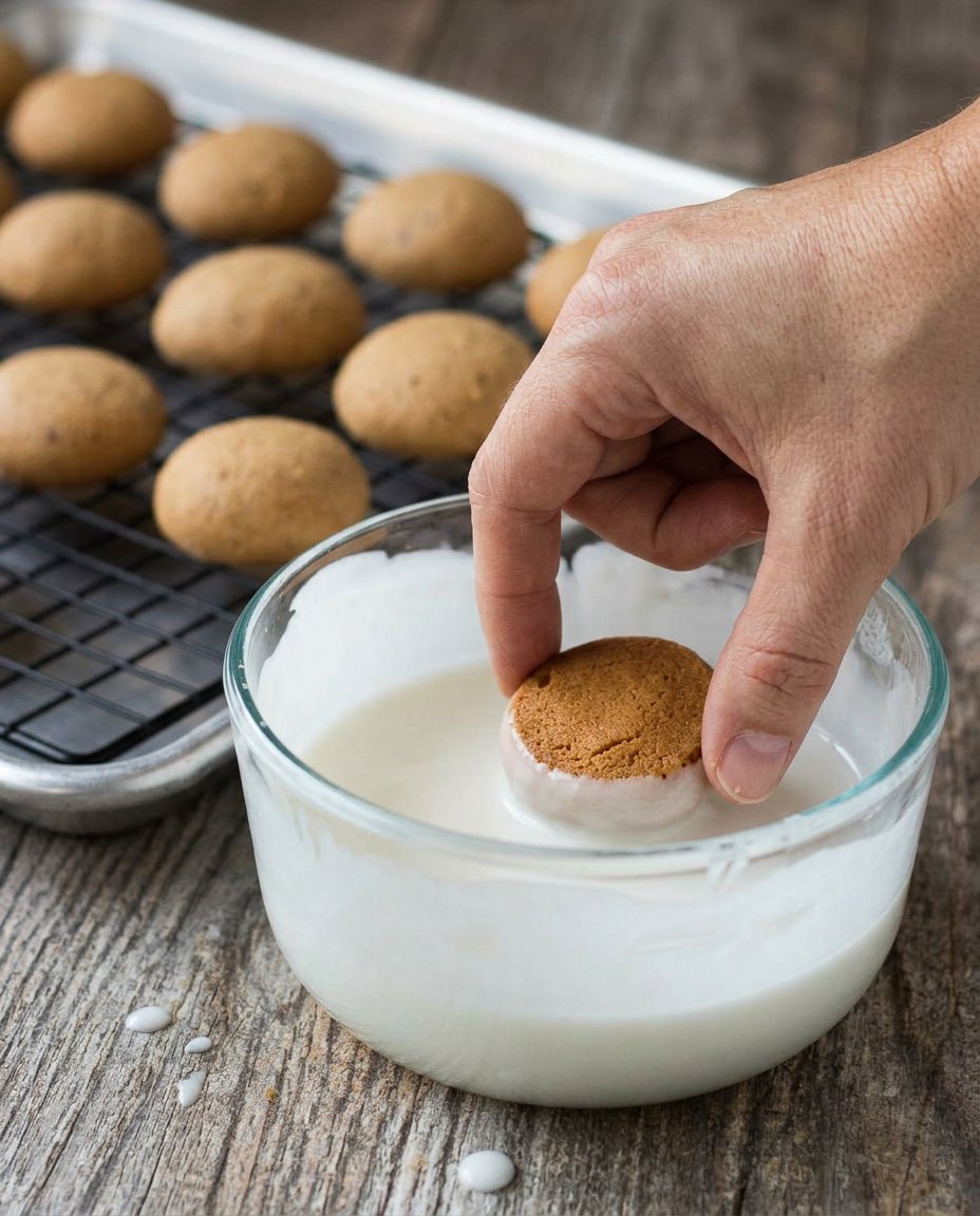 Chilled cookie dough being rolled into small balls.