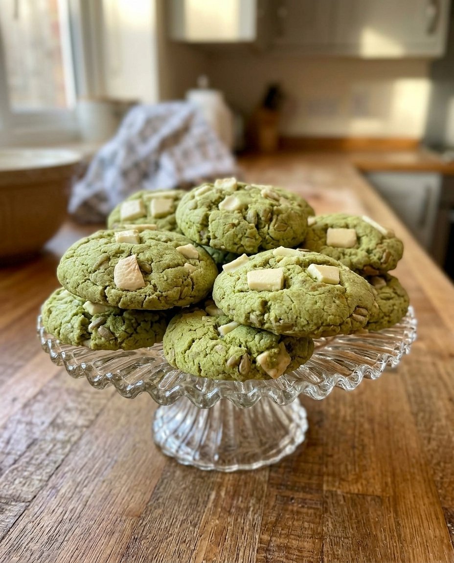 Homemade matcha chocolate chips on a white background with a vintage tea cup