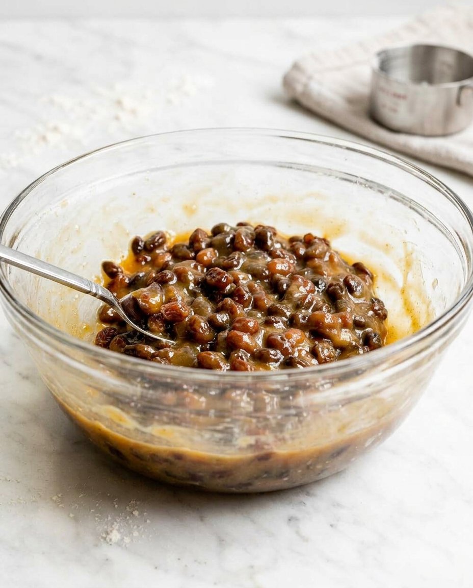 Scooping and stuffing cookie dough with raisin filling