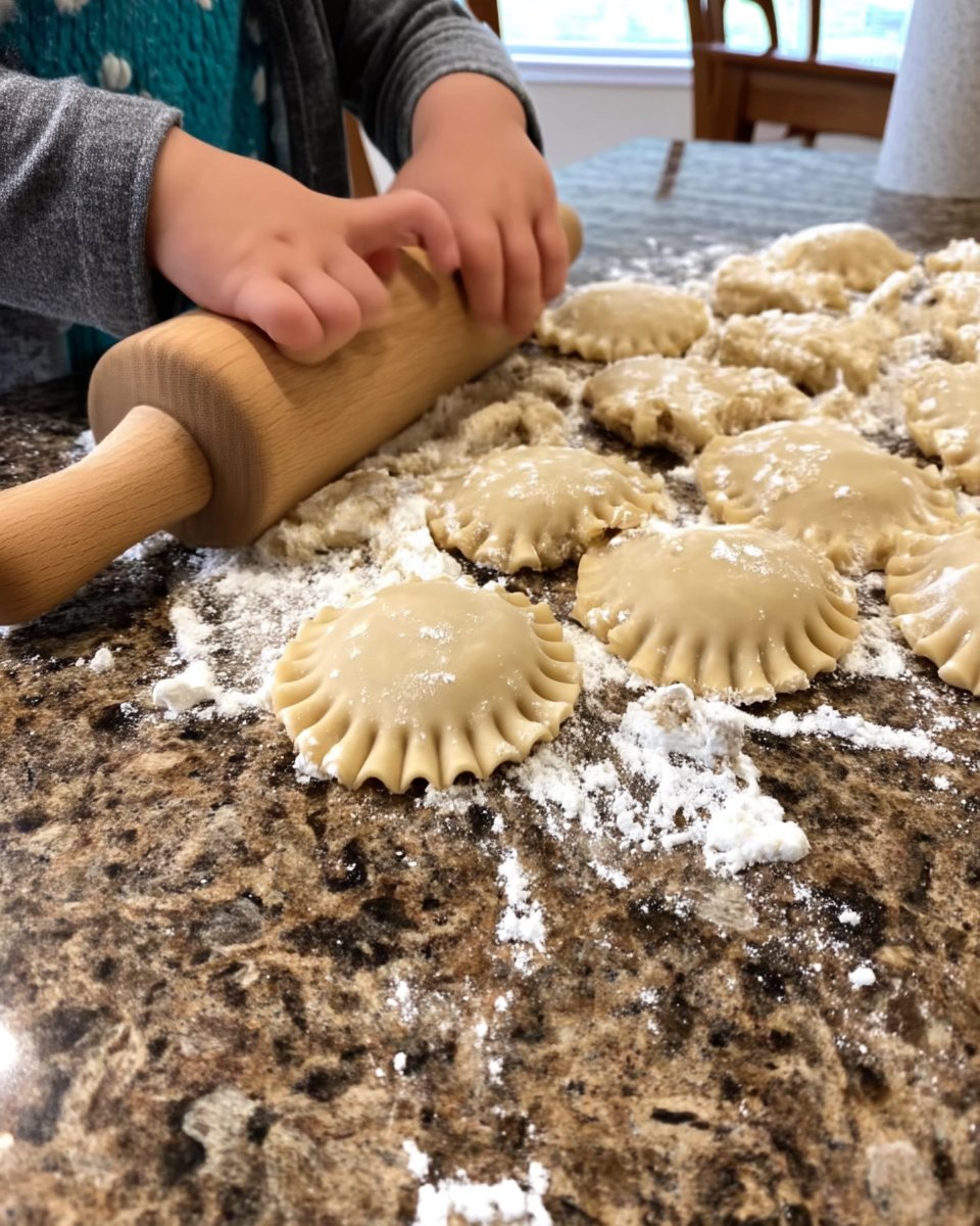 Hand rolling out Biscochos dough on a floured surface for cutting