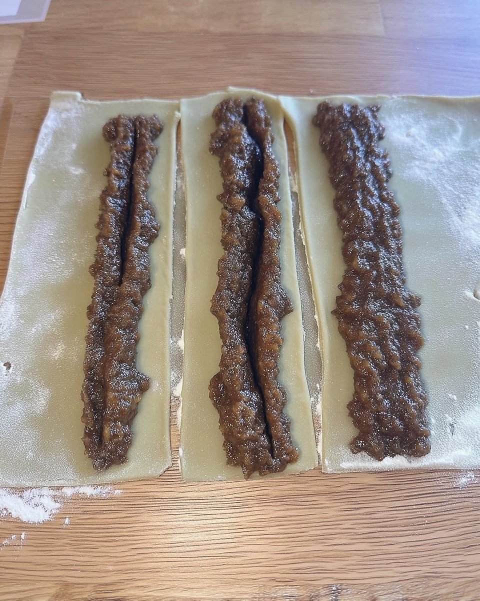Close up of hands rolling out cookie dough on a floured surface for strawberry newtons