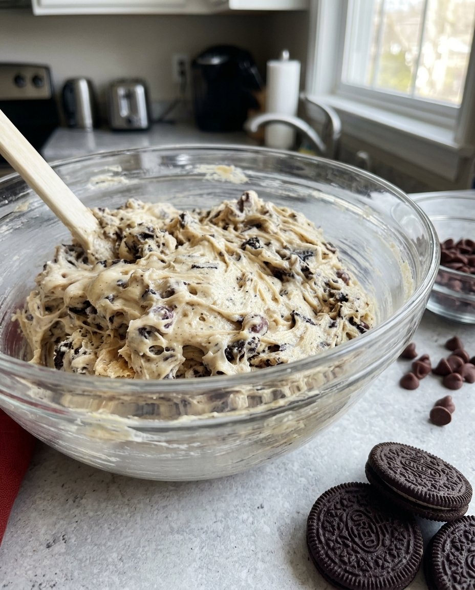 Large rounds of milk chocolate chip cookie dough ready for the oven on a parchment lined sheet