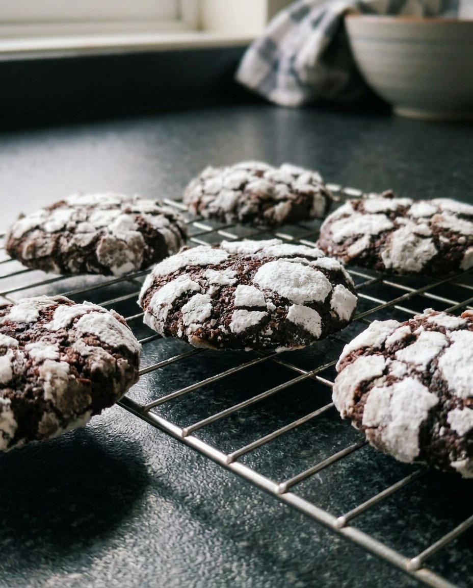 Crinkle cookies served on a white plate with milk