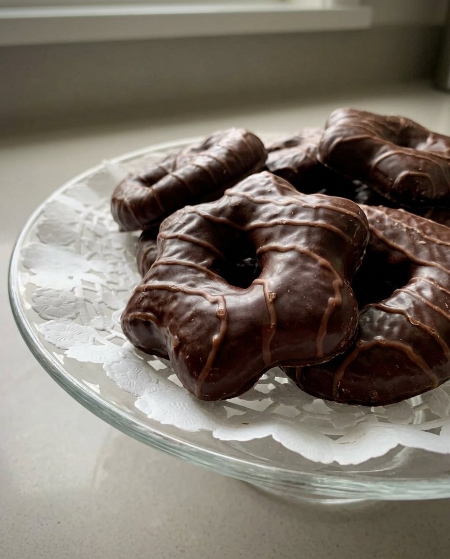 Sandkuchen cookies served on a tray with a cup of tea